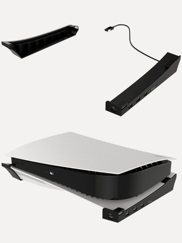 Изображение товара Горизонтальная подставка для PS5 + разветвитель на 4 входа USB (iPega PG-P5032B) Black