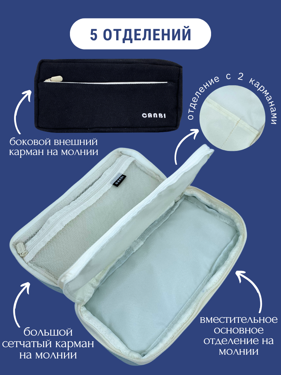 Пенал школьный для мальчиков и девочек CANBI, черный — фото 1