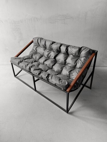 Изображение товара Диван лофт прямой, уличный, в офис, на балкон, на веранду, в гостинную, кухонный, минимализм, Слэш ++ оксфорд серый