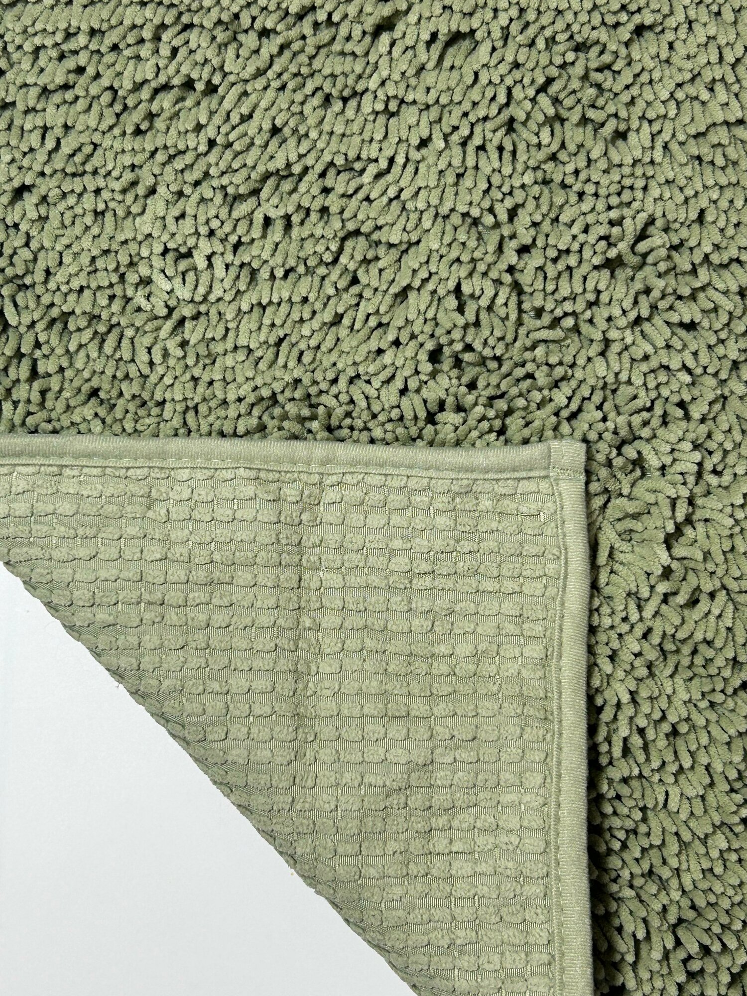 Коврик для ванной комнаты и туалета шенилл светло-зелёный 45x75 см