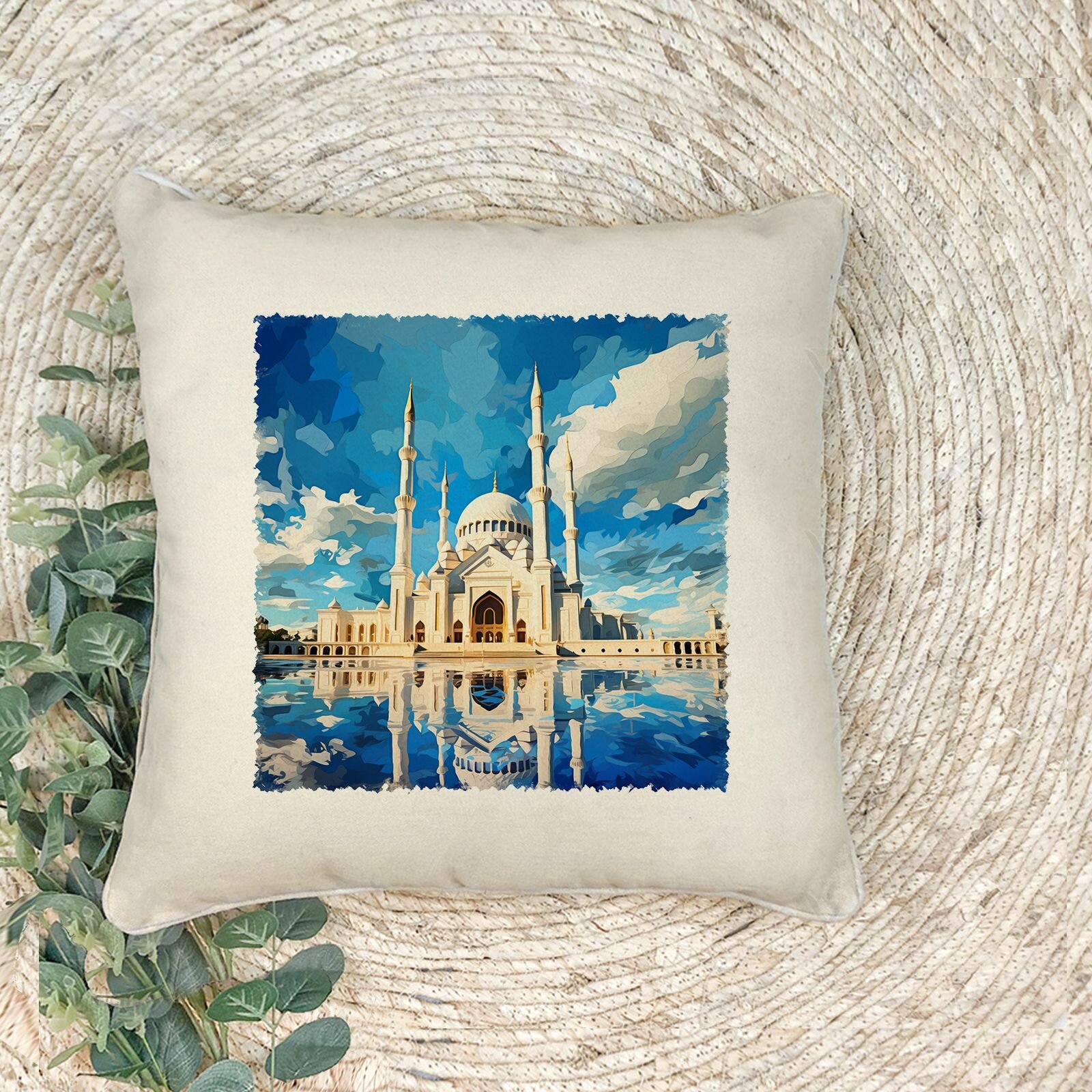 Наволочка для декоративной подушки "Белая Мечеть", 41х41 см, эко-ткань хлопок/полиэфир
