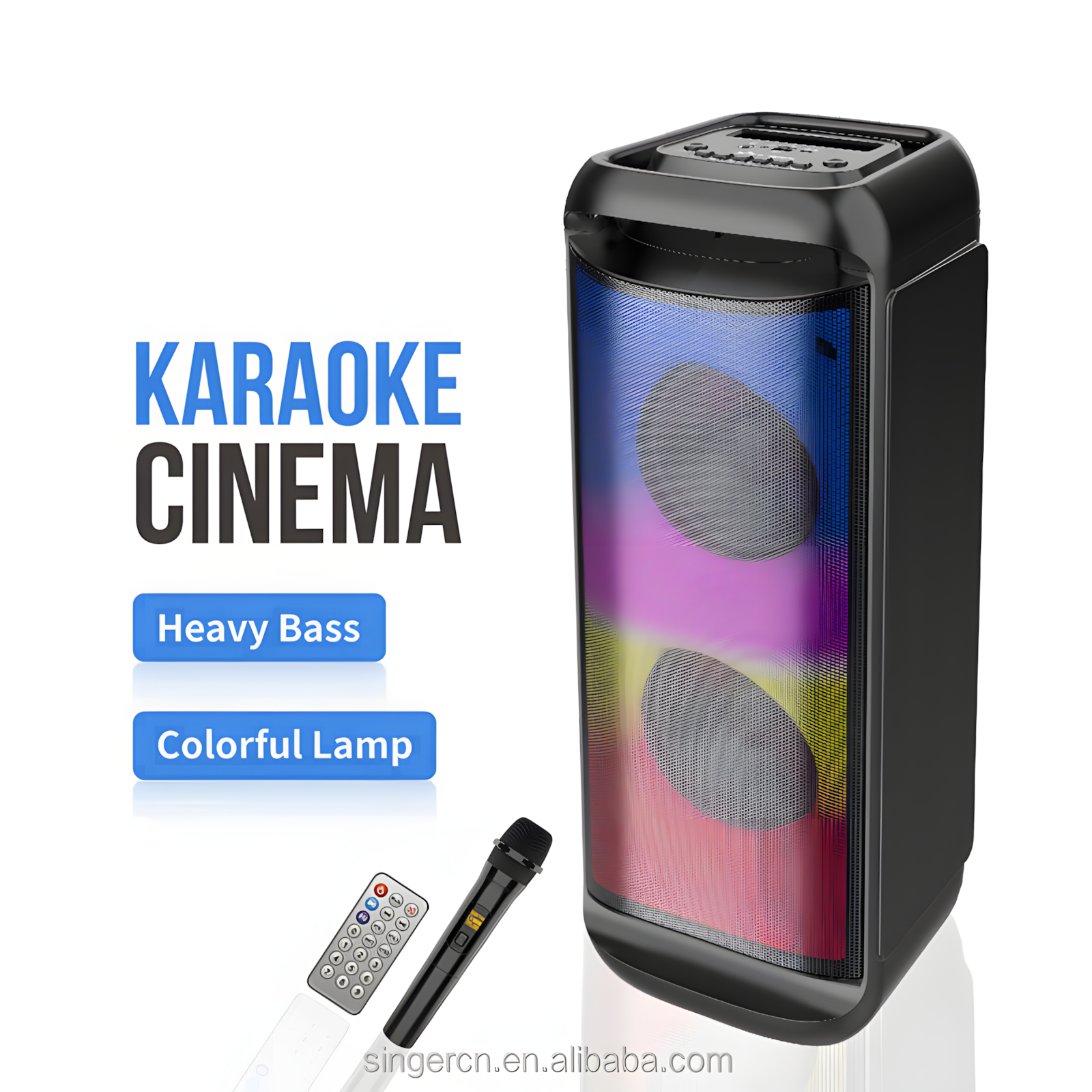 Большая Bluetooth колонка ZQS-6288, 30Вт, 3 динамика, с LED подсветкой и микрофоном, для караоке и мероприятий