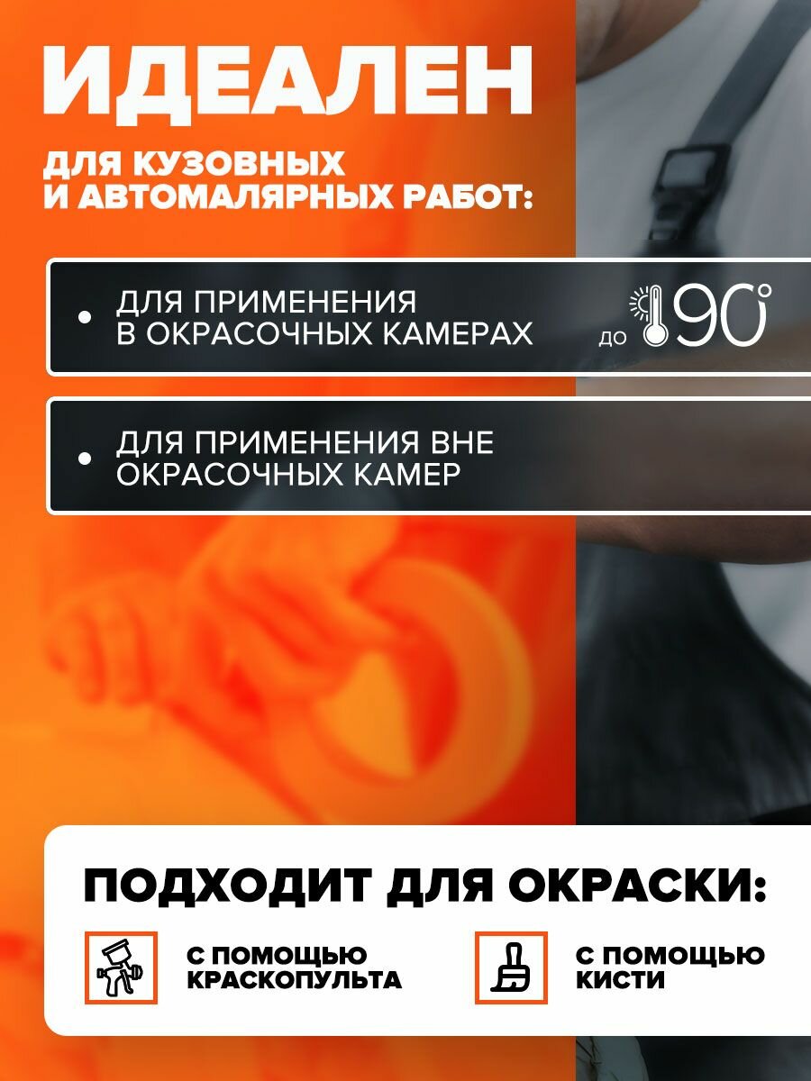 Скотч малярный для авто 18мм*40м бумажный термостойкий 90С оранжевый (коробка 48 шт) клейкая лента для покраски авто, ремонта, малярная лента без следов REMIX AZART (азарт)