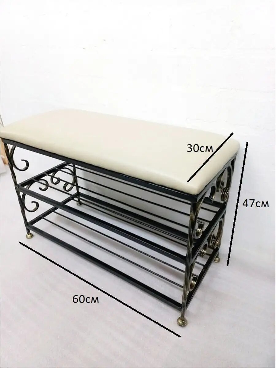 Кованая банкетка №03, Студия кованой мебели Нива, цвет античная бронза — фото 1