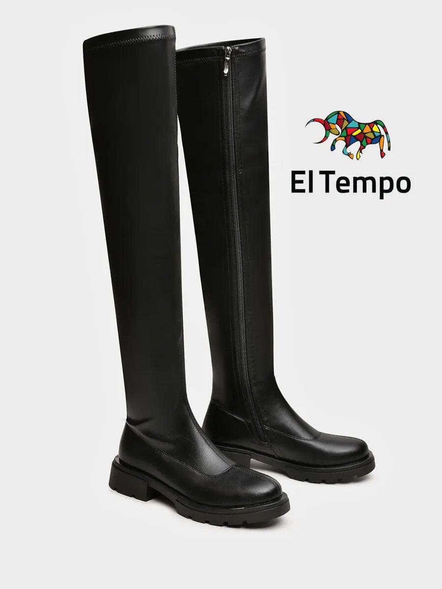 Сапоги El Tempo 2025-26 Осень-Зима, полнота F (EU)/ на среднюю стопу, размер 39, черный