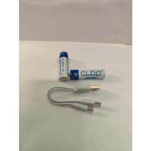 Аккумуляторные батарейки АА 1, 6 v 2000 mWh с зарядкой от USB кабеля, 2 шт.