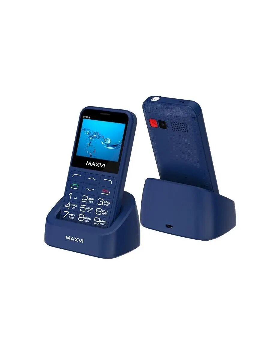 Мобильный телефон кнопочный MAXVI B231ds, 1400 мАч, Blue/Синий
