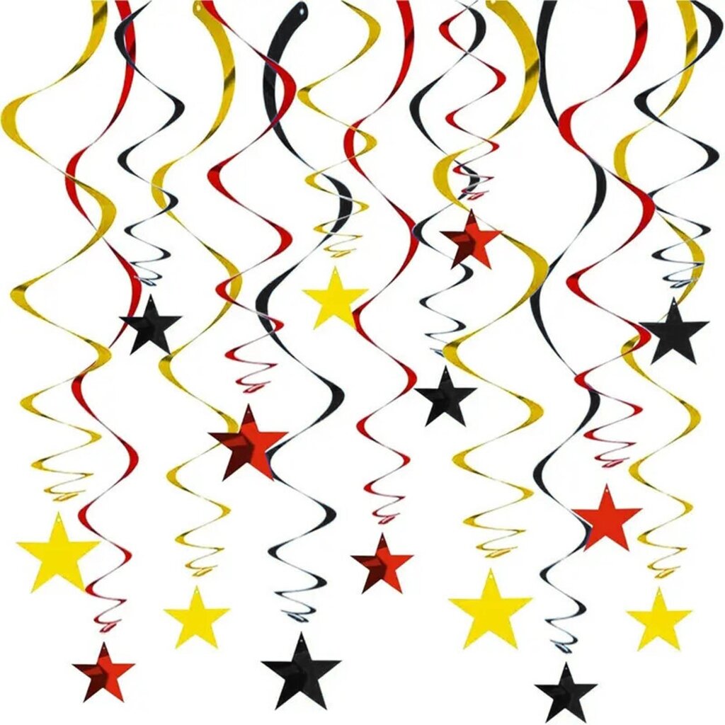 1 набор из 30ШТ лента-гирлянда с пятиконечной звездой подвесное украшение для джакузи красное золотое и черное