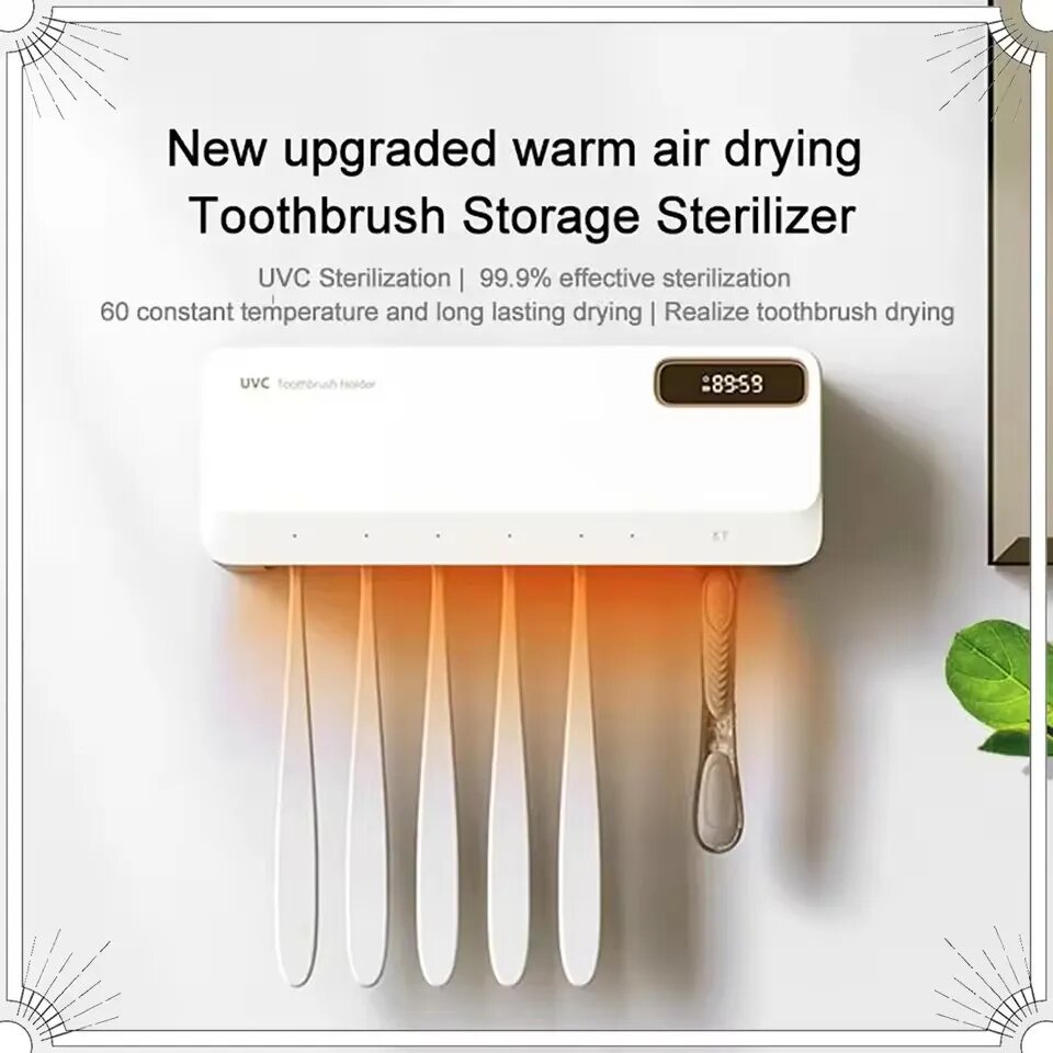 Картинки Xiaomi Smart УФ-дезинфекция, держатель для зубных щеток, настенный органайзер для зубных щеток с автоматической стерилизацией, аксессуары для ванной комнаты, WhiteA