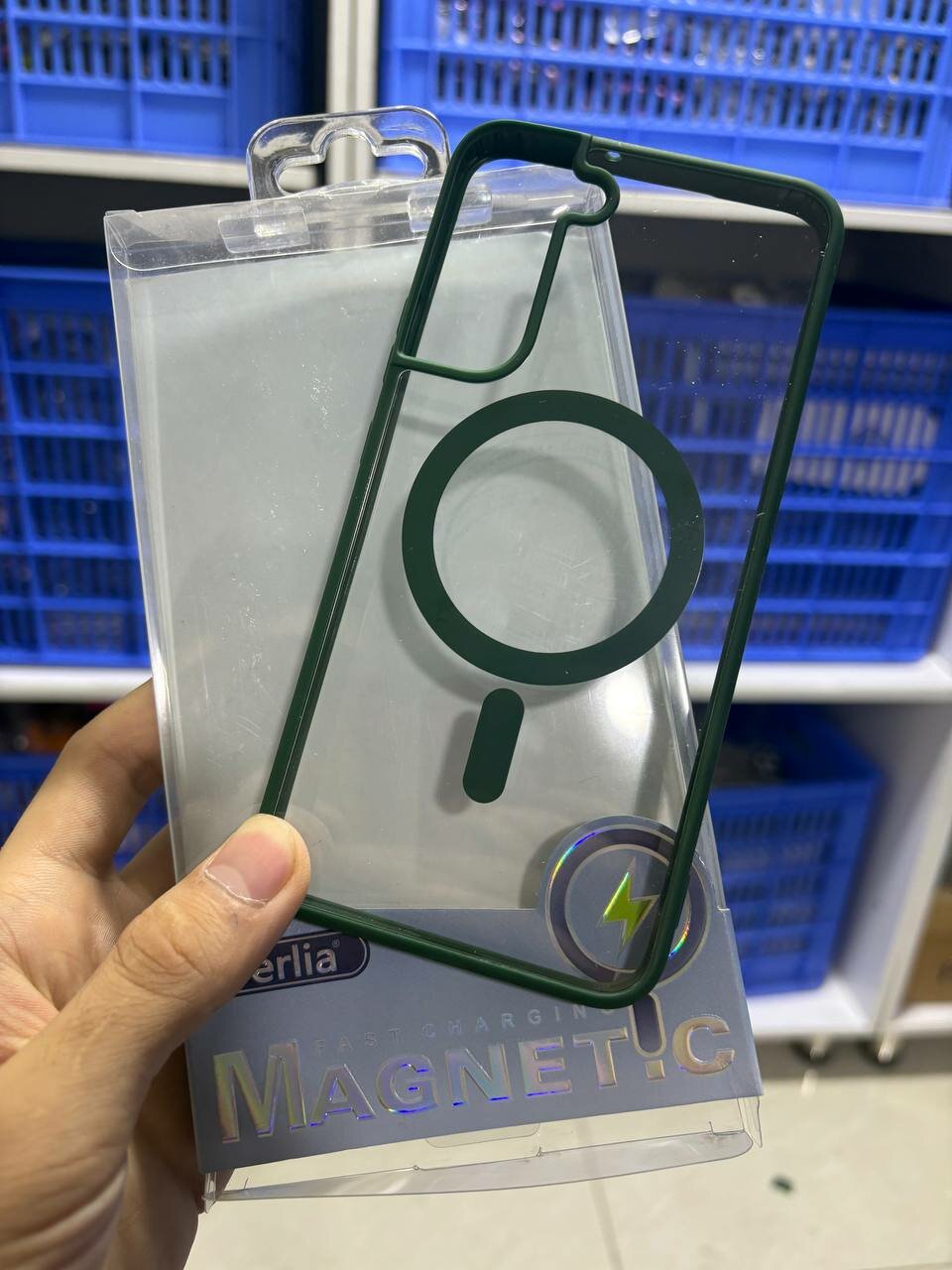 Чехол Berlia, для Samsung S22 PLUS, MagSafe, ударопрочный, прозрачный