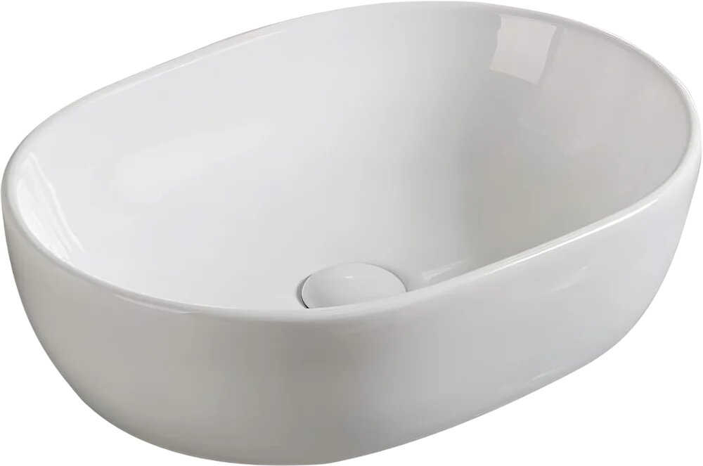 Накладная раковина SantiLine SL-1084 49 фаянсовая без отверстия под смеситель раковина для ванной 48 5 см овальная белая