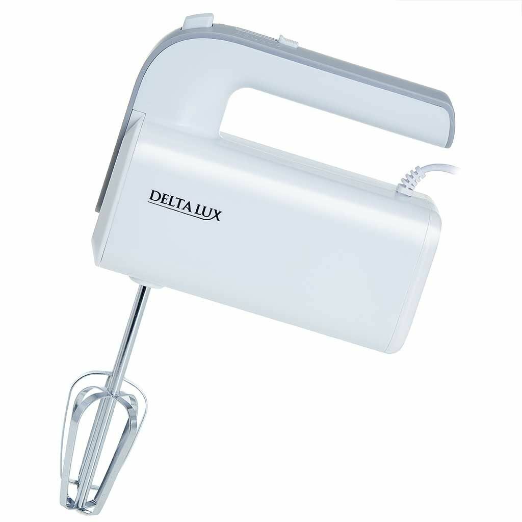 Миксер DELTA LUX DE-7702 белый с серым : 400 Вт4 насадки5 скоростн. режимов
