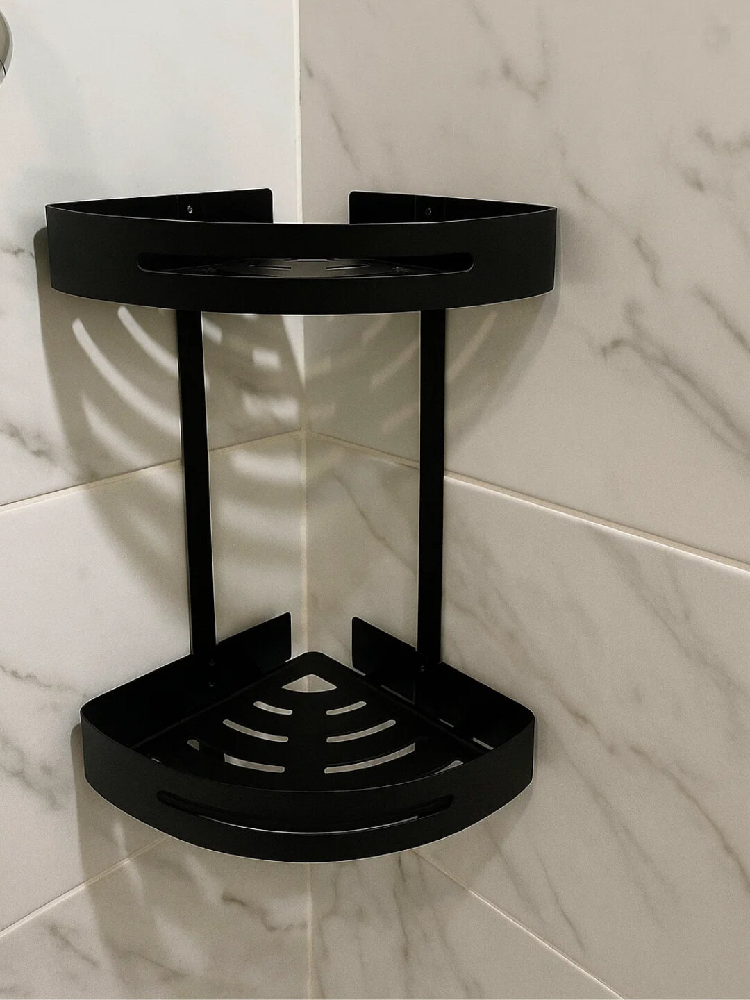 Двухъярусная угловая полка для ванной из нержавеющей стали