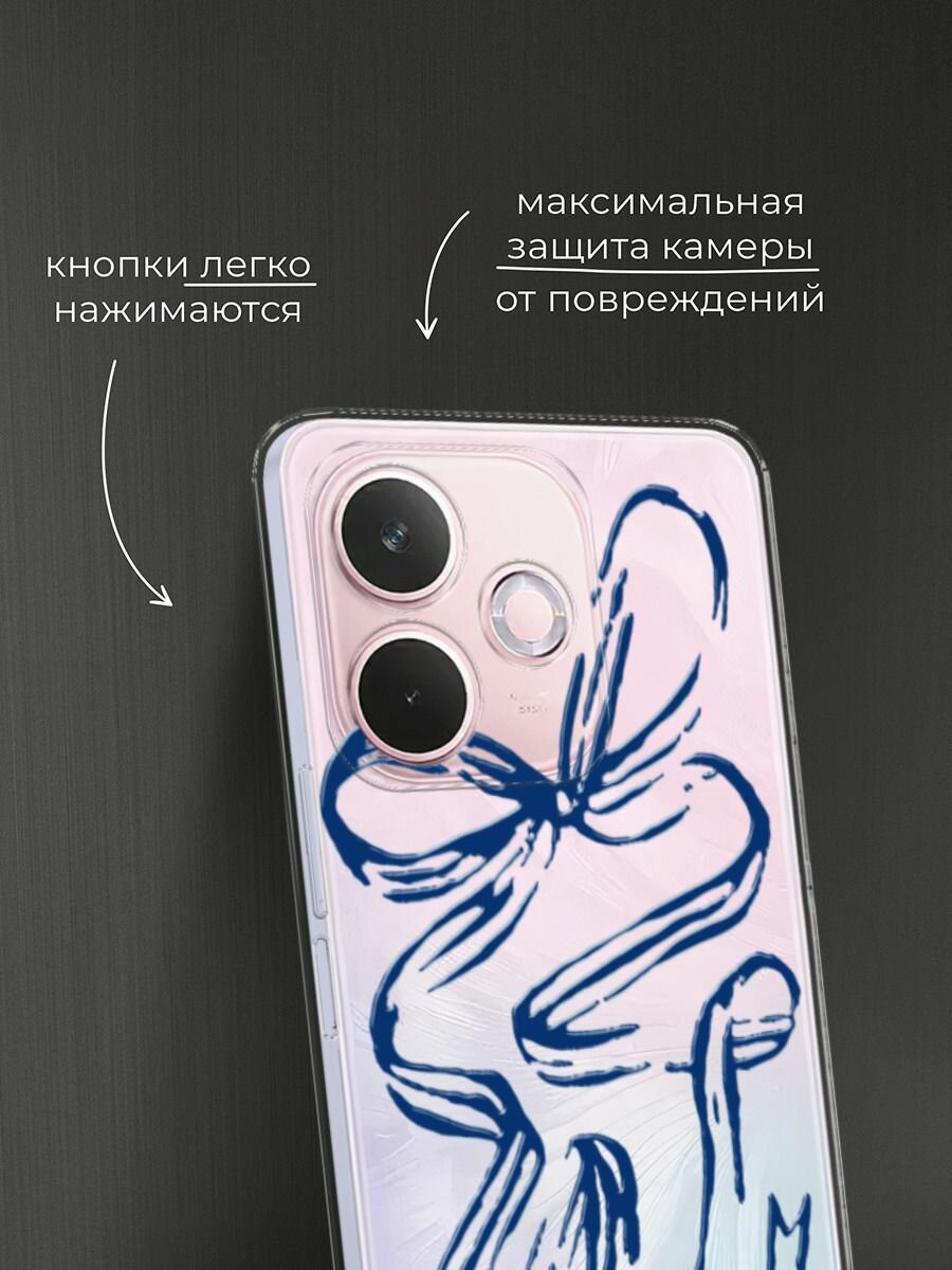 Чехол на Oppo A5 Pro / Оппо А5 Про с принтом "Синие очертания банта 2" — фото 1