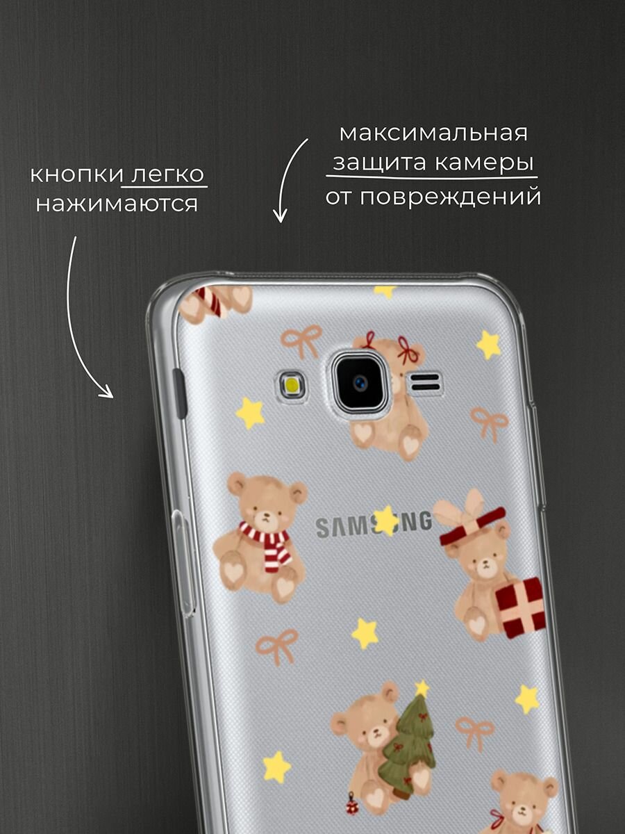 Чехол на Samsung Galaxy J7 Neo / Самсунг Галакси Джей 7 Нео с принтом "Игрушечный мишка", прозрачный — фото 1