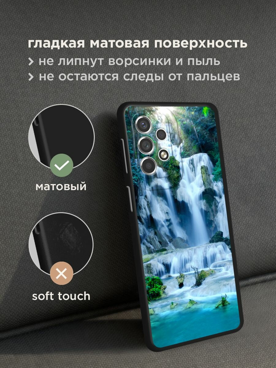 Черный матовый чехол на Samsung Galaxy A53 / Самсунг Галакси А53 с принтом "Водопад 8" — фото 1