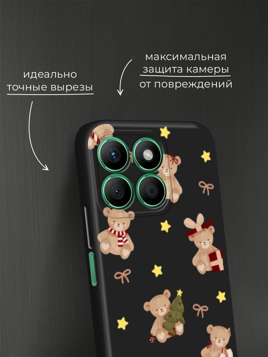 Черный матовый чехол на Honor X8B / Хонор X8B с принтом "Игрушечный мишка" — фото 1
