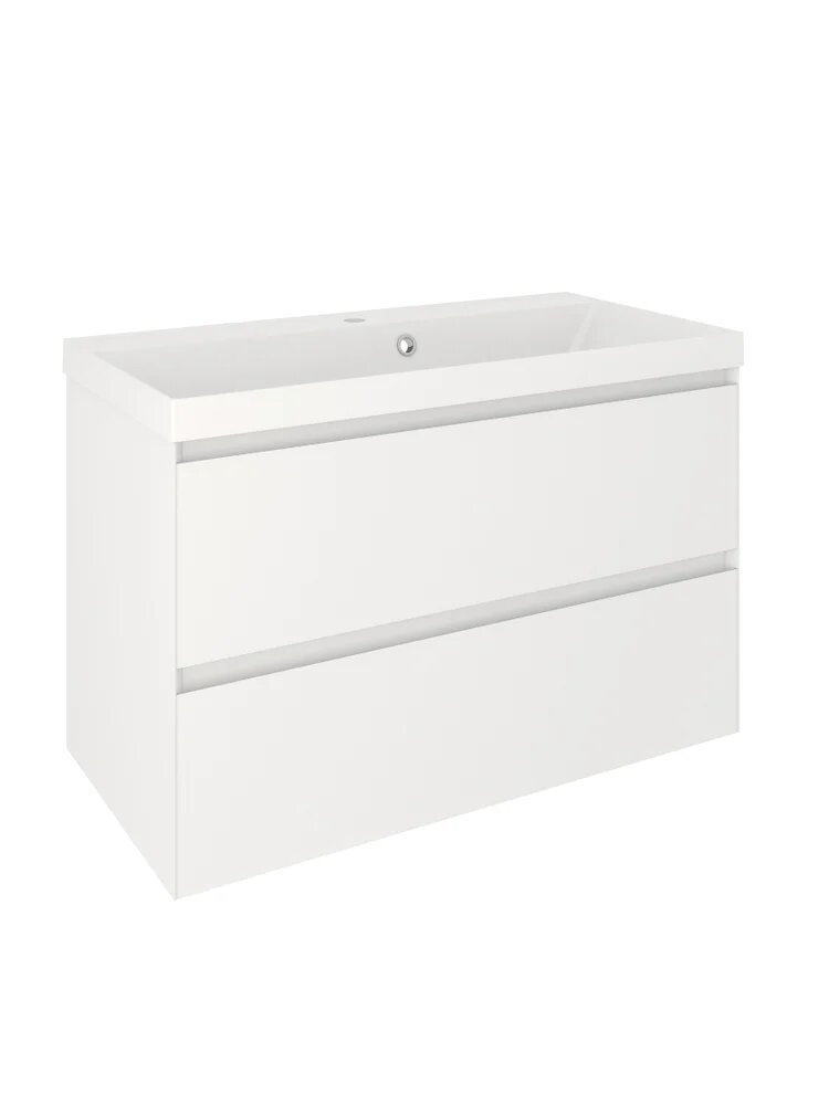 Тумба под раковину без столешницы Aqua de Marco Astra 90 подвесная глянцевая белая с органайзером