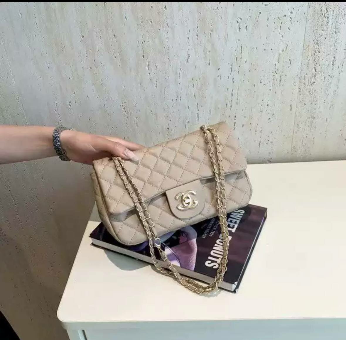 Сумка  Сумка женская, через плечо, Chanel, бежевый