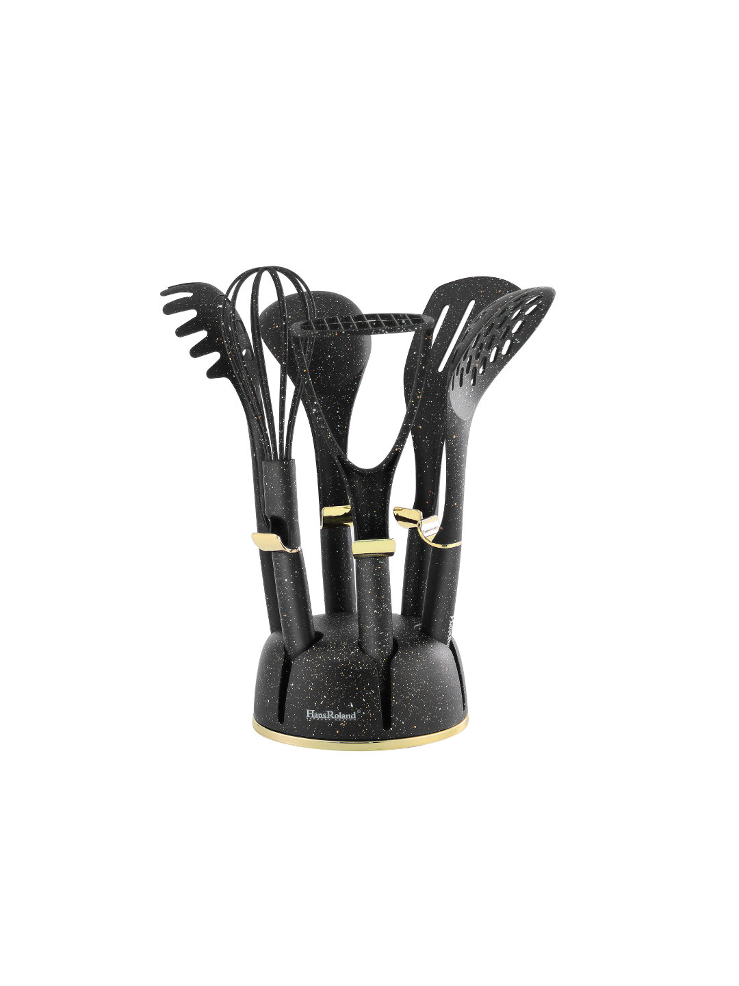 Набор кухонных принадлежностей, 8 предметов, со стендом, термостойкие, с удобной ручкой - Черный