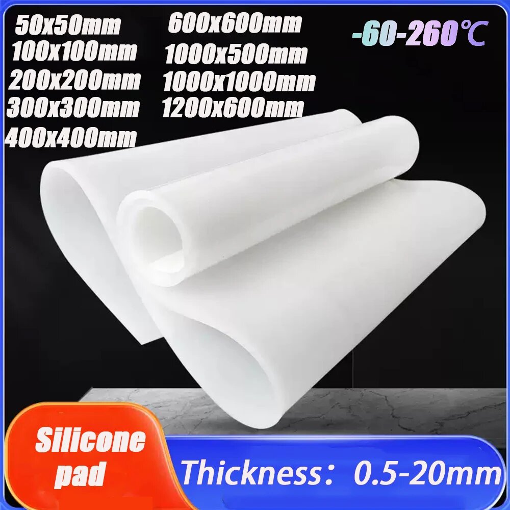 1 шт. полупрозрачный лист силиконовой резины высокая термостойкость пищевая пластина из силикагеля 50x50 100x100 200x200 300 400 500 1200 мм