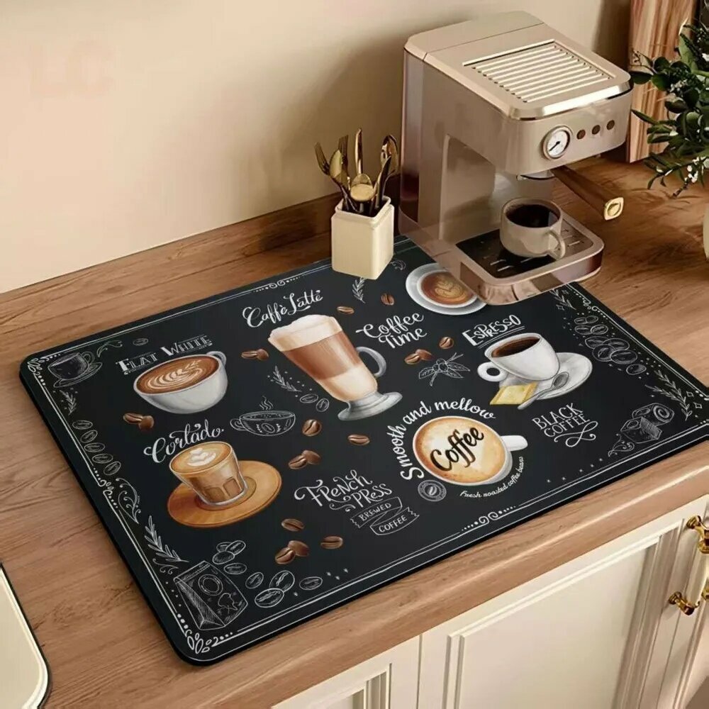 Коврик для сушки посуды 30 см х 40 см, 1 шт, кофе