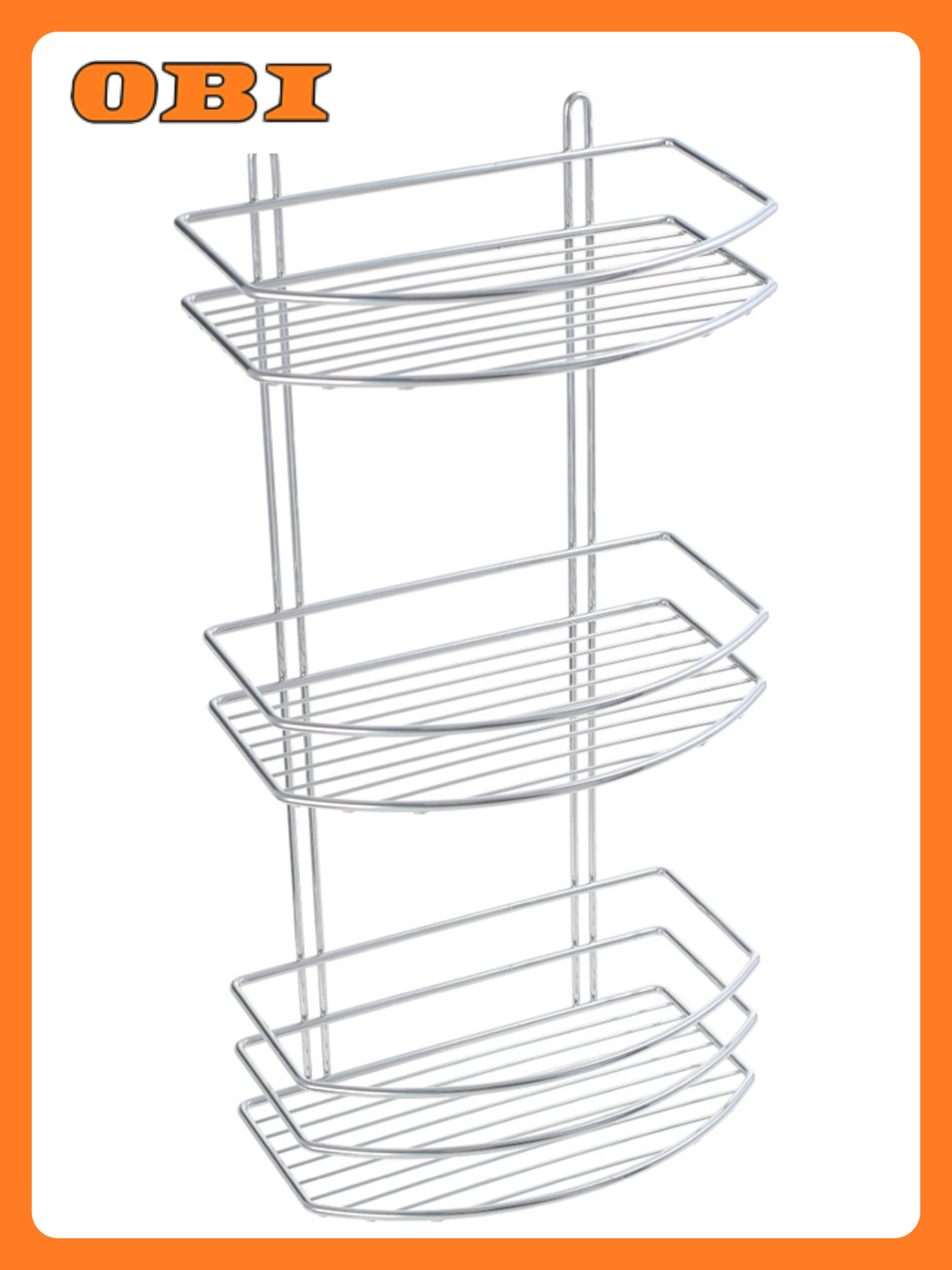 Полка Fixsen овальная 3-этажная серая металл навесная 25x50x16 см
