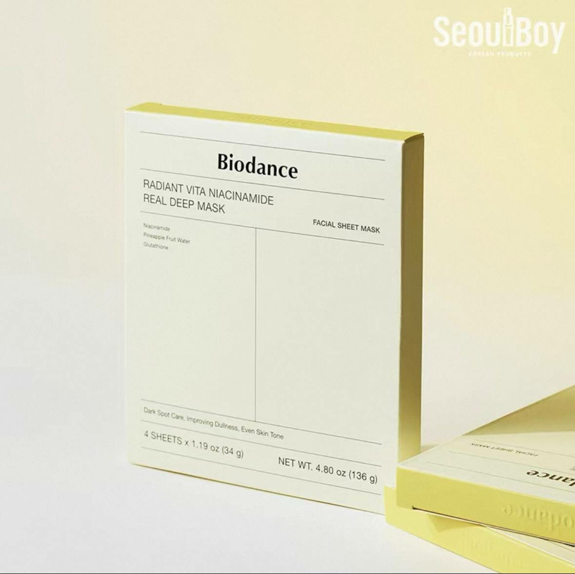 Biodance Real Deep Facial Sheet Mask 4 шт — корейская тканевая маска для лица с Niacinamide или Sea Kelp