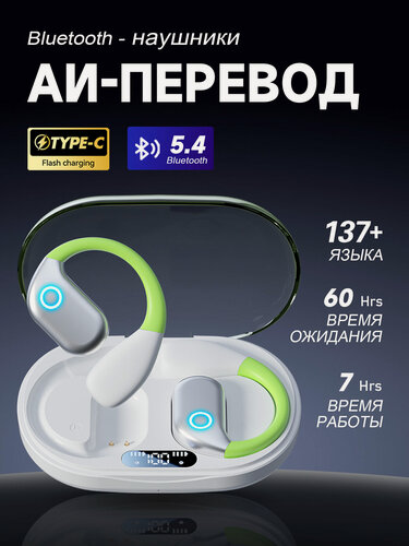 Изображение товара Наушники OWS M-82, беспроводные, шумоподавление, 144 языка, Open-Ear, HD-звук