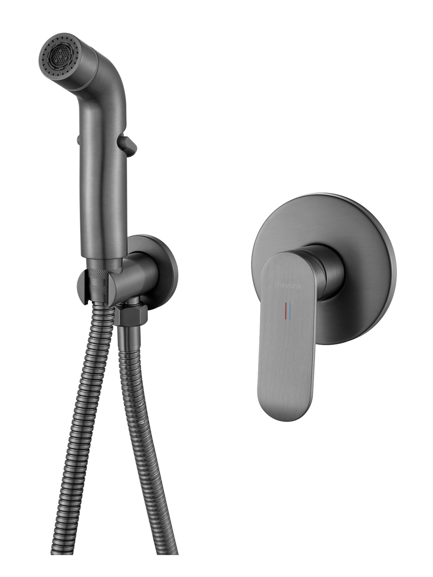 Гигиенический душ встроенный Shevanik S4505T, Оружейная сталь