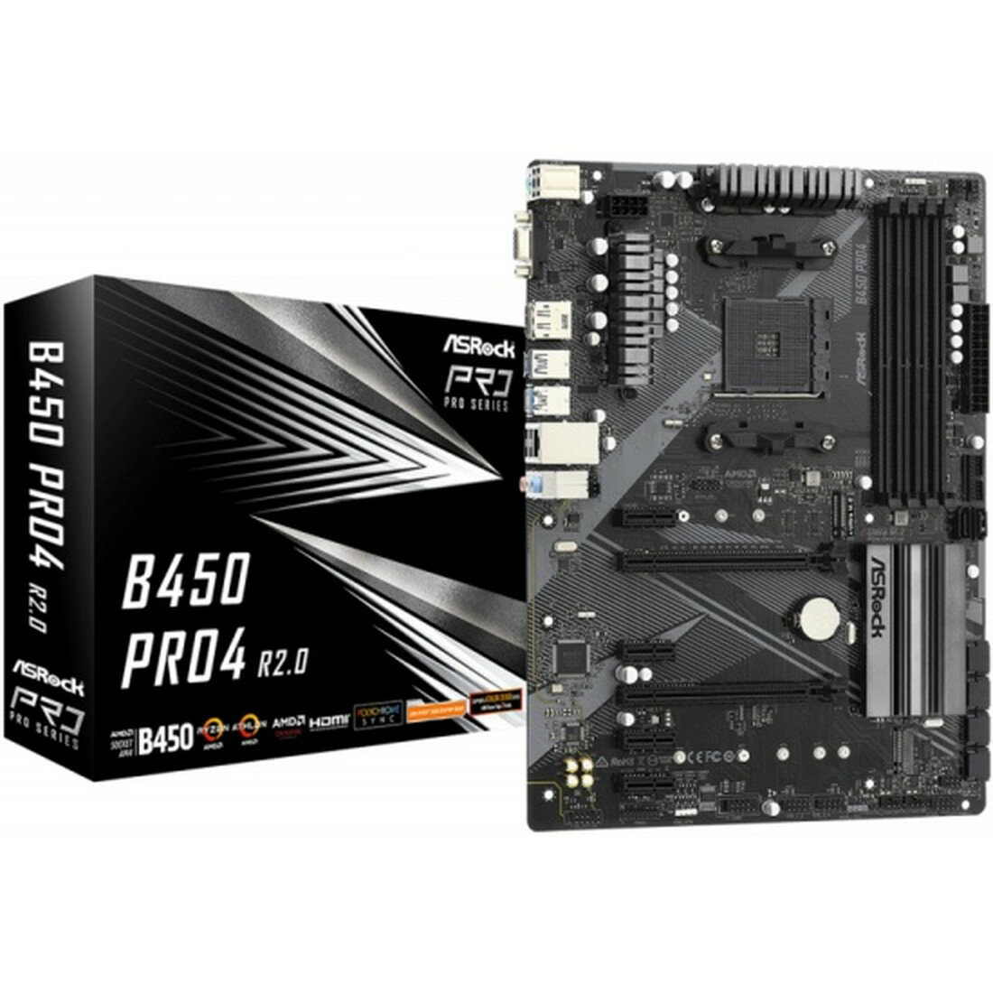 Материнская плата ASRock B450 PRO4, для AMD Ryzen, 8-канальная звуковая карта, 128Гб
