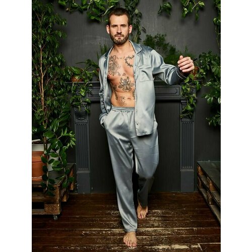 Пижама Малиновые сны, размер 58, серебряный пижама мужская шелковая с длинным рукавом на весну лето комплект домашней одежды