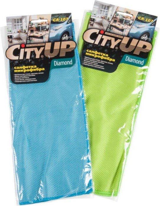 "CityUp" Салфетки для стекол и фар 35 х 40 см, микрофибра, 2 шт