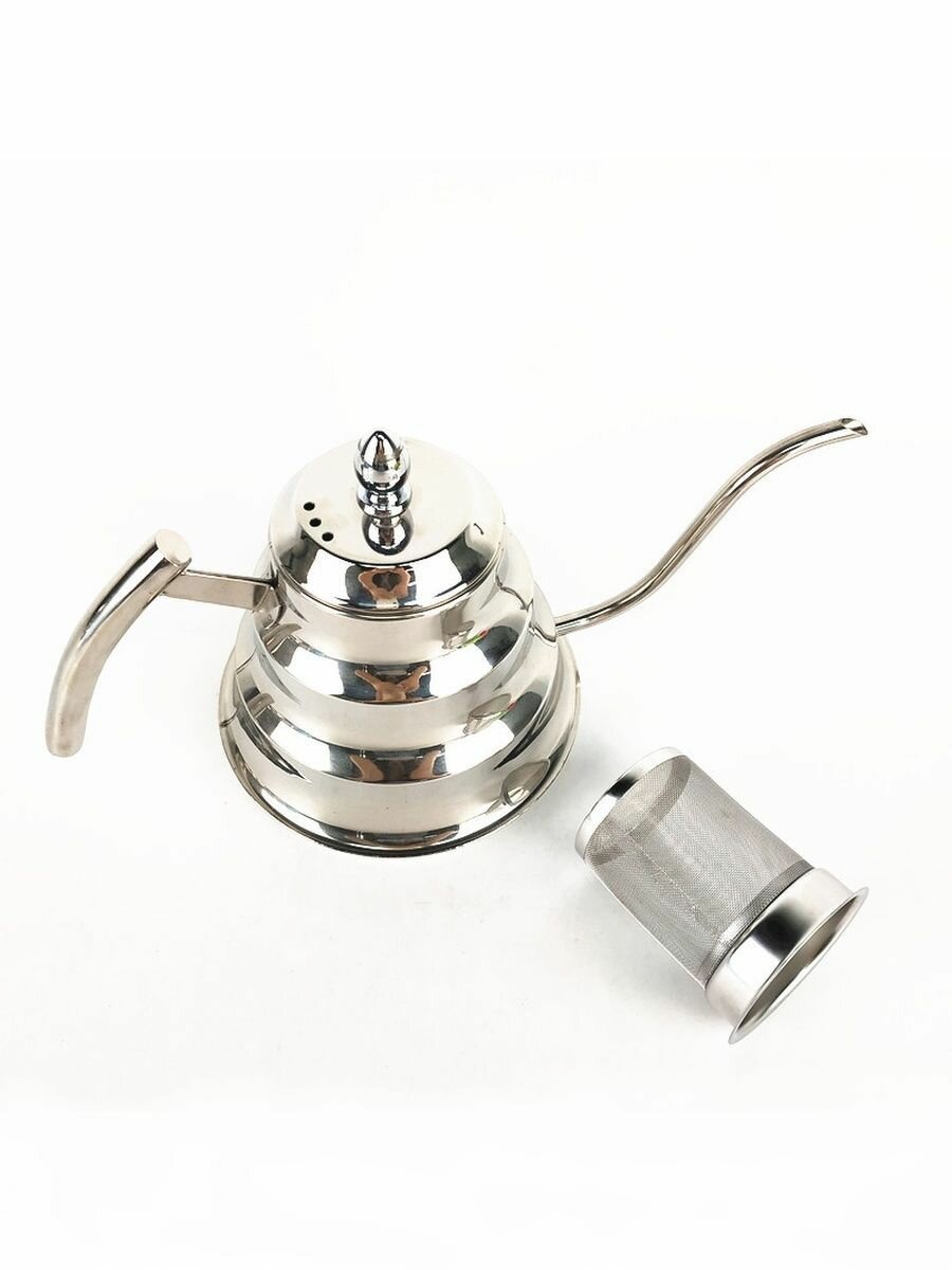 Чайник заварочный металлический с длинным носиком — фото 1