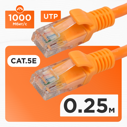 Кабель патч-корд UTP Cablexpert RJ-45, 0, 25 м, PP12-0.25M/O, оранжевый