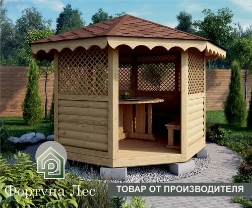 Изображение товара Беседка деревянная для дачи 3х3 восьмигранная со сборкой
