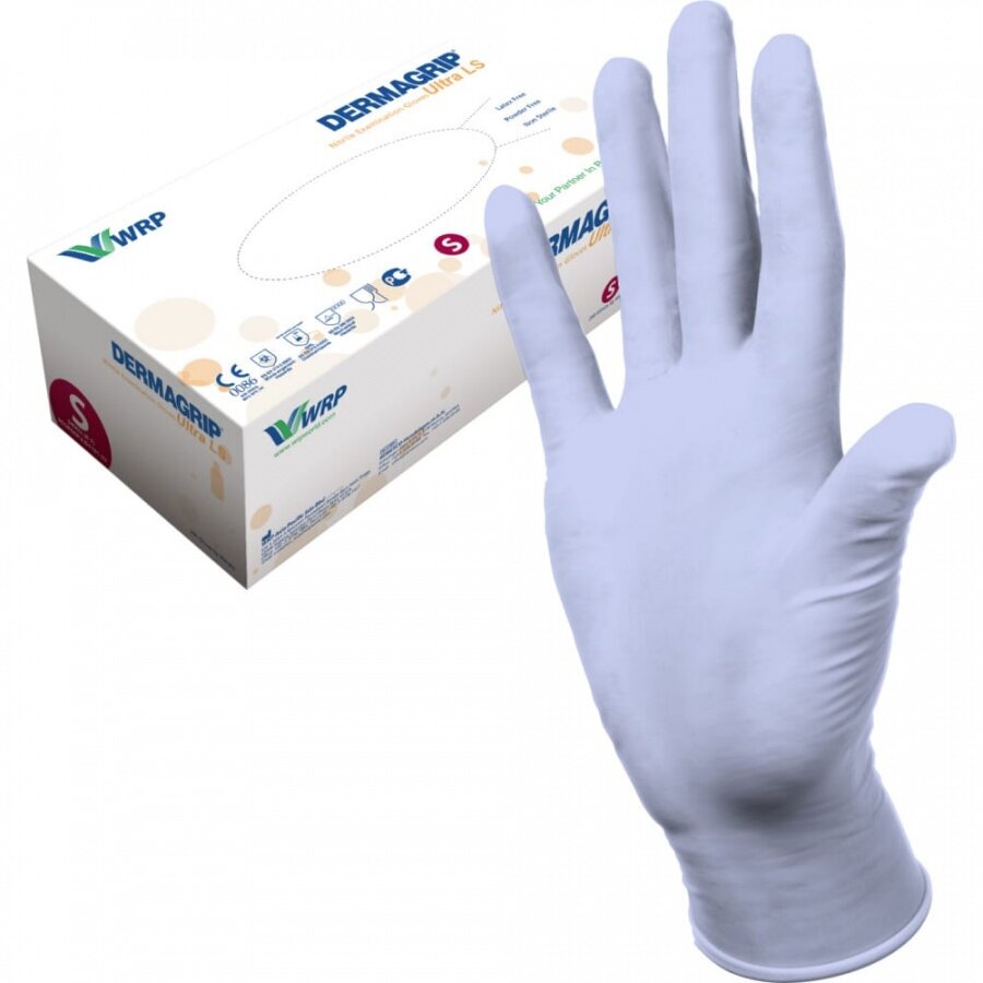 Перчатки смотровые Dermagrip Ultra LS нестерильные, неопудренные, нитриловые S, упак/100пар