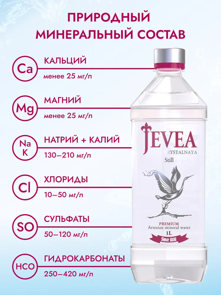 Вода минеральная Jevea Crystalnaya негазированная, ПЭТ, 1 л - фотография № 10