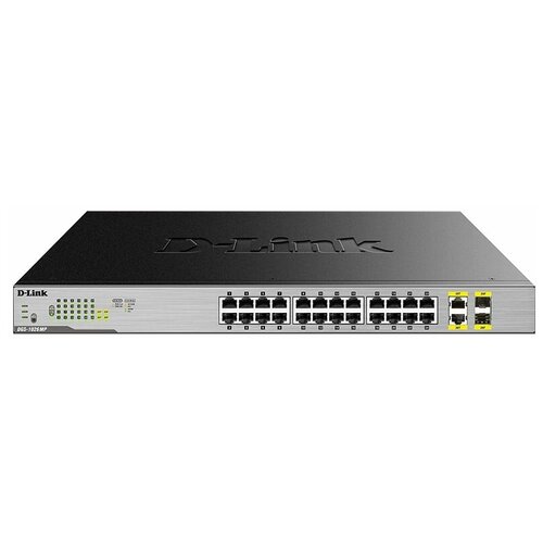 Коммутатор D-Link DGS-1026MP 24x1Гбитс 2xКомбо1000BASE-TSFP 24PoE 370W неуправляемый 31352₽