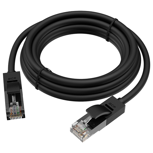 GCR Патч-корд прямой 10.0m UTP кат.5e, черный, 24 AWG, литой, ethernet high speed 1 Гбит/с, RJ45, T568B (GCR-LNC06-10.0m)