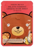 Milatte Маска с экстрактом красного женьшеня тканевая Fashiony Ginseng Mask Sheet (МЛТ46) 21 г пакет