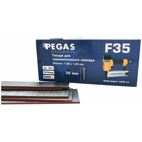 реечные гвозди pegas pneumatic 2 8x70 мм уп 4500 шт Pegas pneumatic Гвозди отделочные F35 уп. 5000 шт, длина 35 мм, 1207