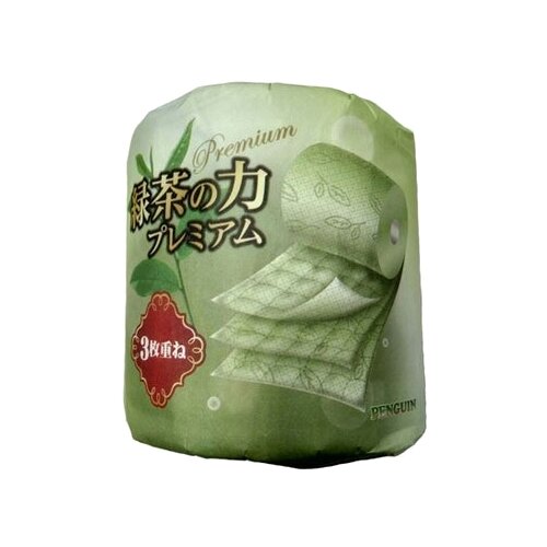 Туалетная бумага Marutomi Penguin Premium трехслойная с ароматом зеленого чая