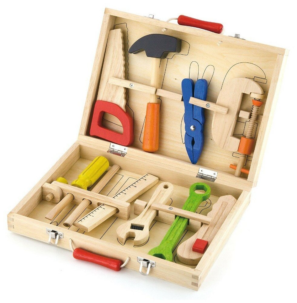 Набор игрушечных строительных инструментов(10эл.)в чемодане 50387