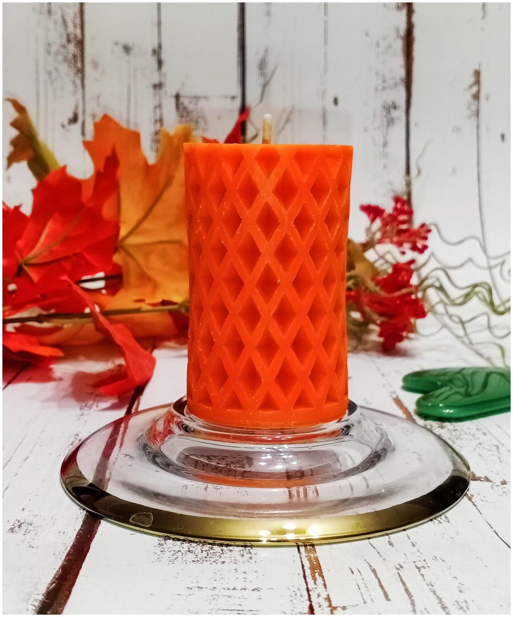 Свеча декоративная (Ромб Оранжевый 1 шт) 108гр