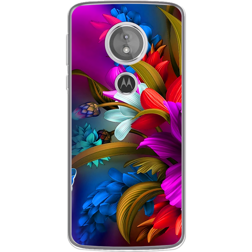 Силиконовый чехол на Motorola Moto G6 Play/E5 / Моторола Мото G6 Play/E5 Фантастические цветы