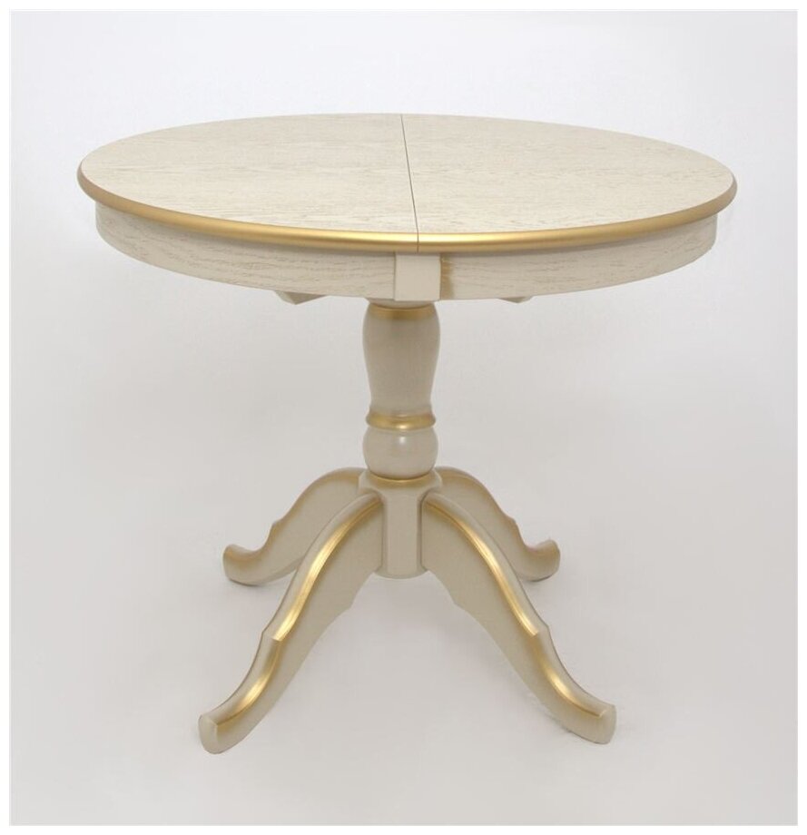 фото Стол Круглый (Патина золото) Слоновая кость