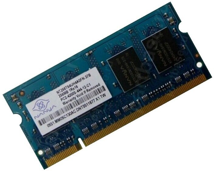 ОЗУ So-Dimm 256Mb PC2-4200, DDR2-533 Nanya NT256T64UH40FN-37B
