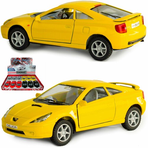 Металлическая машинка Kinsmart 1:34 «Toyota Celica» KT5038D, инерционная / Желтый металлическая машинка kinsmart 1 34 2022 ford bronco открытый верх инерционная чёрная kt5438da 4