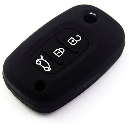 Силиконовый чехол для выкидного смарт ключа автомобиля автоваз Лада Веста Гранта Икс-рэй Lada Vesta Granta X-Ray, черный, 3 кнопки